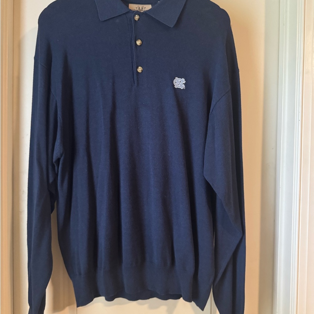 UNC Navy Blue Polo Shirt - Long Sleeve Sweater
